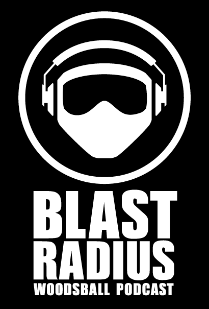 blast radius woodsball podcast logo design